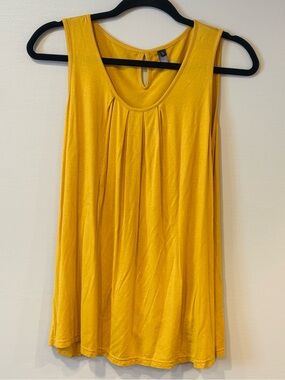 Bloggerlove Mustard Yellow Pleated Scoop Neck Tank Top Tunic Women's Large